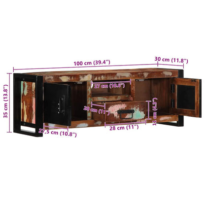 vidaXL TV-Schrank 100x30x35 cm Massivholz Altholz