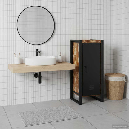 vidaXL Badezimmerschrank mit Regal Braun Massives upgecyceltes Holz