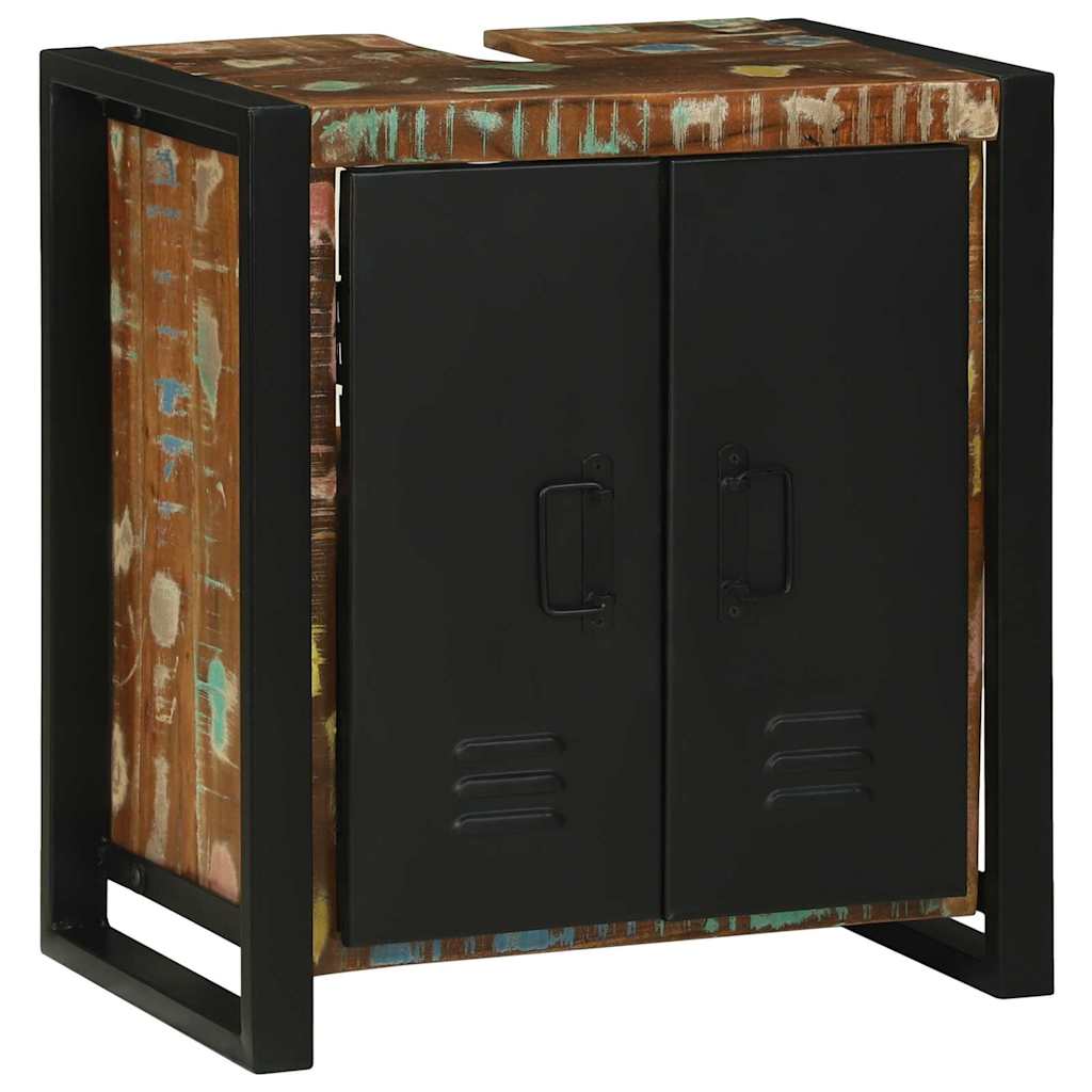 Waschbeckenunterschrank Braun Massives upgecyceltes Holz