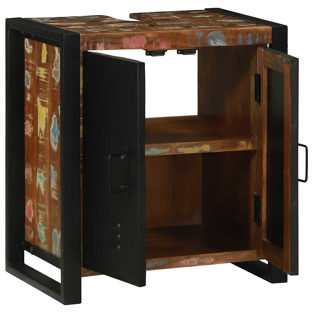 Waschbeckenunterschrank Braun Massives upgecyceltes Holz