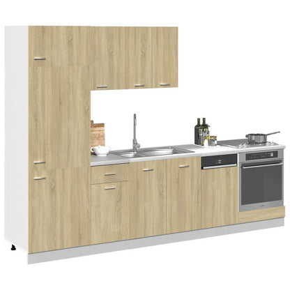 vidaXL 7-tlg. Küchenschrank-Set Lyon Sonoma-Eiche Holzwerkstoff