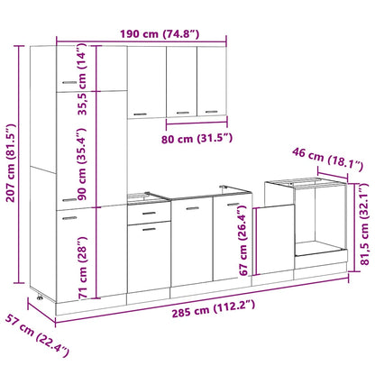 vidaXL 7-tlg. Küchenschrank-Set Lyon Sonoma-Eiche Holzwerkstoff