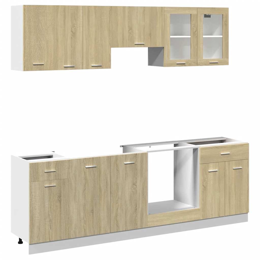 vidaXL 8-tlg. Küchenschrank-Set Lyon Sonoma-Eiche Holzwerkstoff