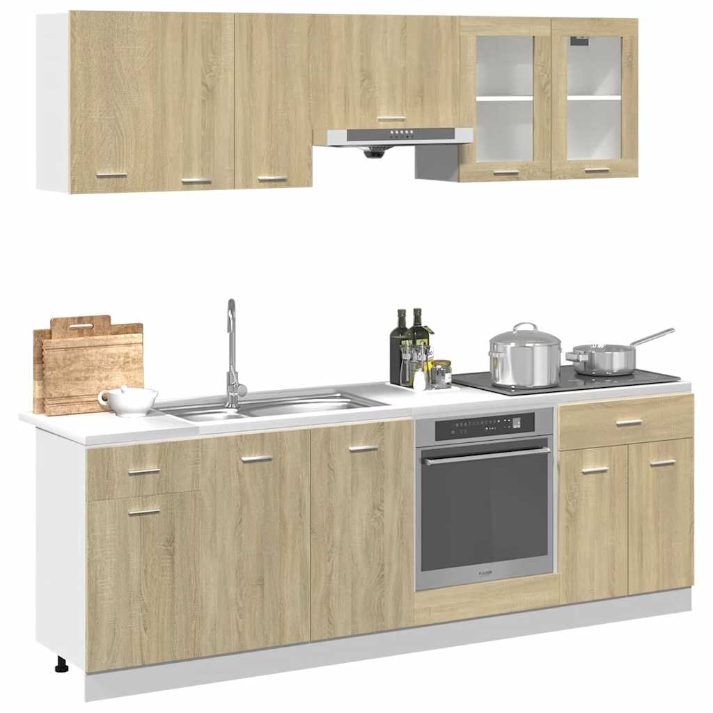 vidaXL 8-tlg. Küchenschrank-Set Lyon Sonoma-Eiche Holzwerkstoff