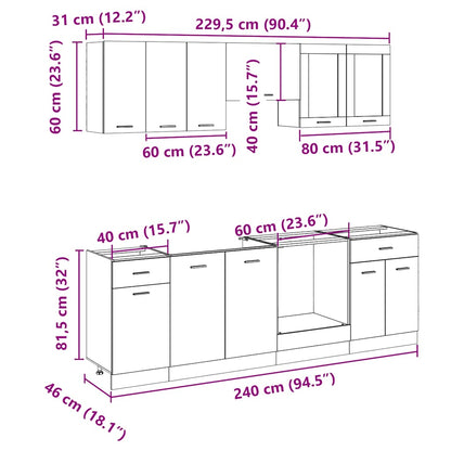 vidaXL 8-tlg. Küchenschrank-Set Lyon Sonoma-Eiche Holzwerkstoff
