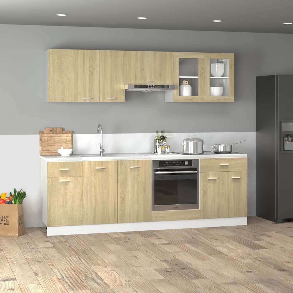 vidaXL 8-tlg. Küchenschrank-Set Lyon Sonoma-Eiche Holzwerkstoff