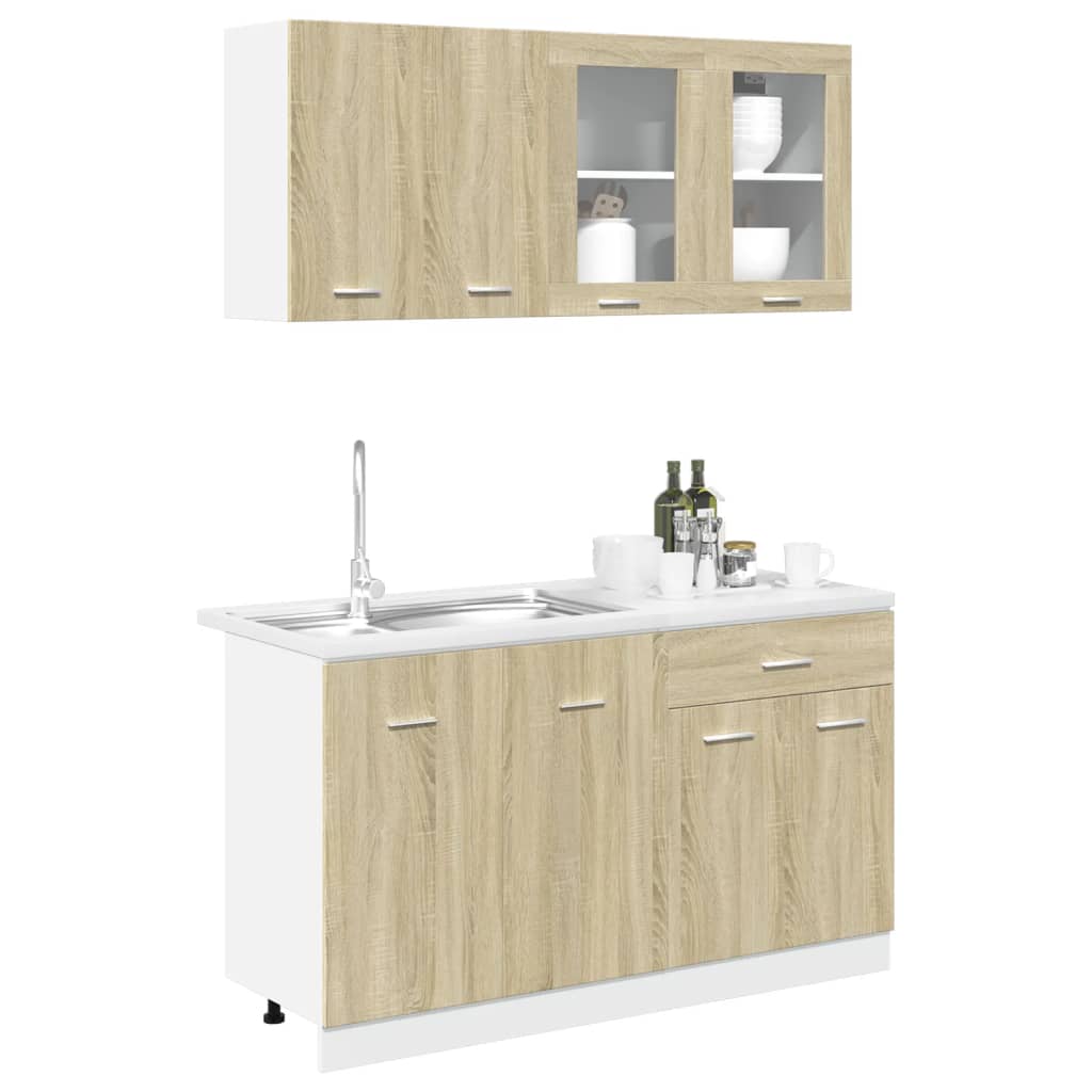 vidaXL 4-tlg. Küchenschrank-Set Lyon Sonoma-Eiche Holzwerkstoff