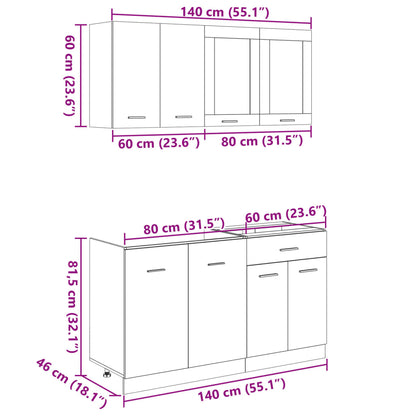 vidaXL 4-tlg. Küchenschrank-Set Lyon Sonoma-Eiche Holzwerkstoff