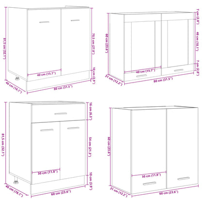 vidaXL 4-tlg. Küchenschrank-Set Lyon Sonoma-Eiche Holzwerkstoff