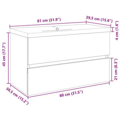 vidaXL 2-tlg. Badmöbel-Set Keramik und Holzwerkstoff