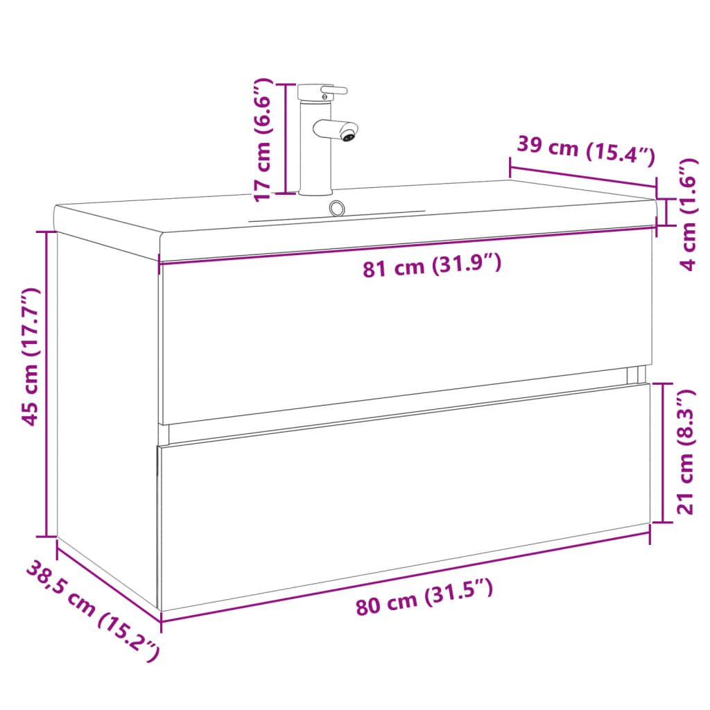 vidaXL 2-tlg. Badmöbel-Set Keramik und Holzwerkstoff