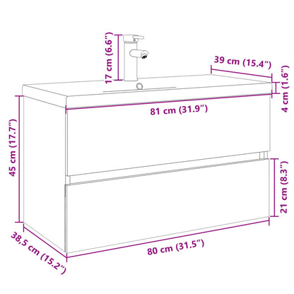 vidaXL 2-tlg. Badmöbel-Set Keramik und Holzwerkstoff