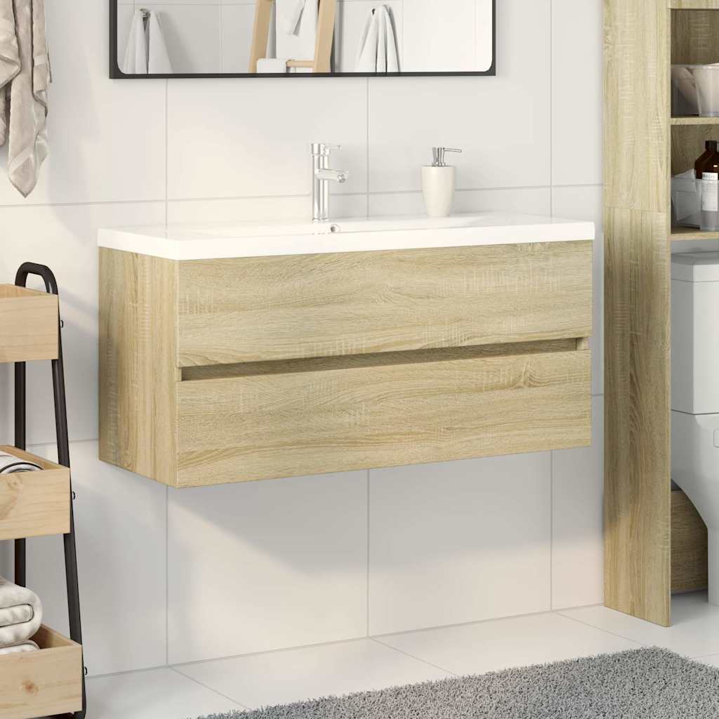 vidaXL 2-tlg. Badmöbel-Set Keramik und Holzwerkstoff