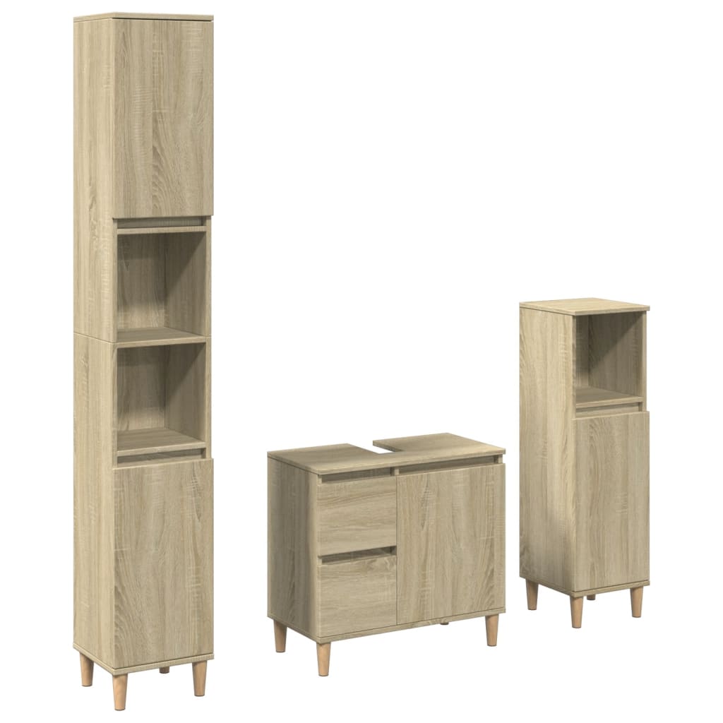 vidaXL Ensemble de meubles de salle de bain 3 pcs Chêne Sonoma Aggloméré