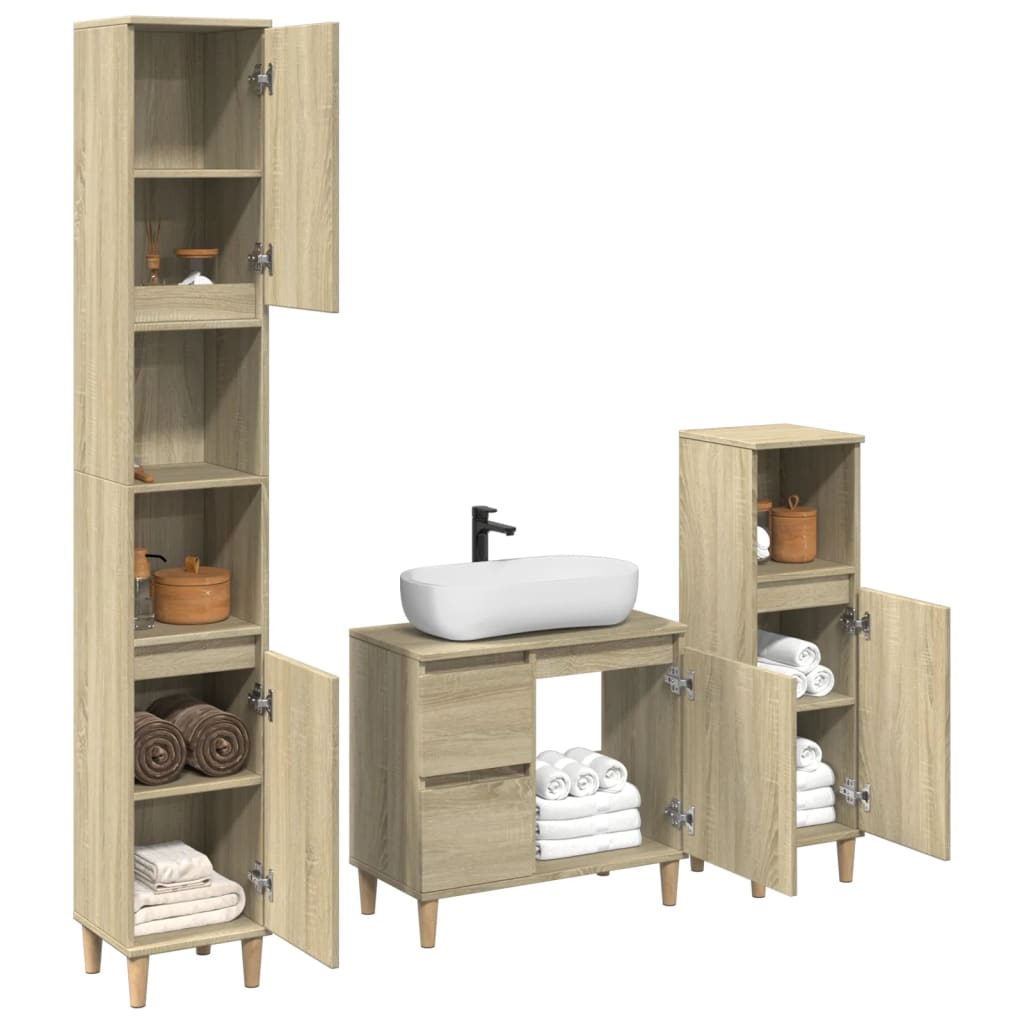 vidaXL Ensemble de meubles de salle de bain 3 pcs Chêne Sonoma Aggloméré