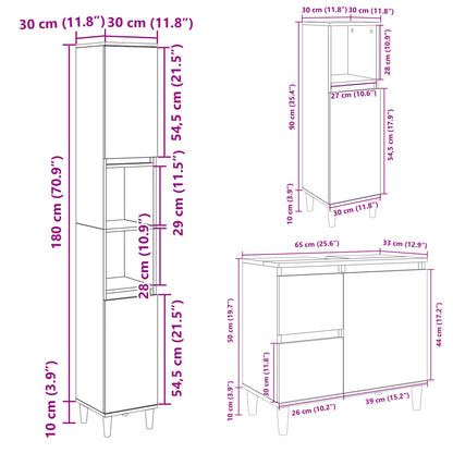 vidaXL Ensemble de meubles de salle de bain 3 pcs Chêne Sonoma Aggloméré