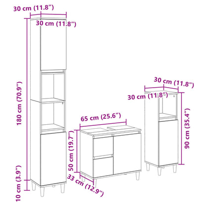 vidaXL Ensemble de meubles de salle de bain 3 pcs Chêne Sonoma Aggloméré