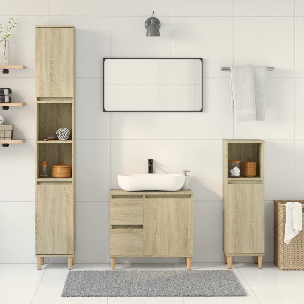 vidaXL Ensemble de meubles de salle de bain 3 pcs Chêne Sonoma Aggloméré