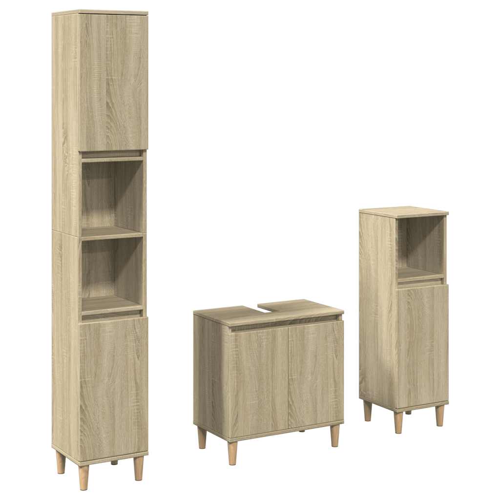 vidaXL Ensemble de meubles de salle de bain 3 pcs Chêne Sonoma Aggloméré
