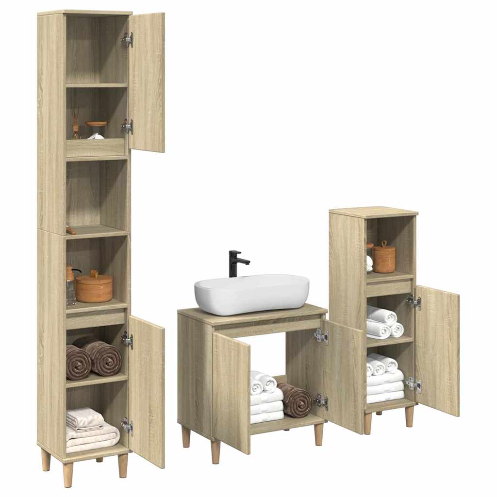 vidaXL Ensemble de meubles de salle de bain 3 pcs Chêne Sonoma Aggloméré