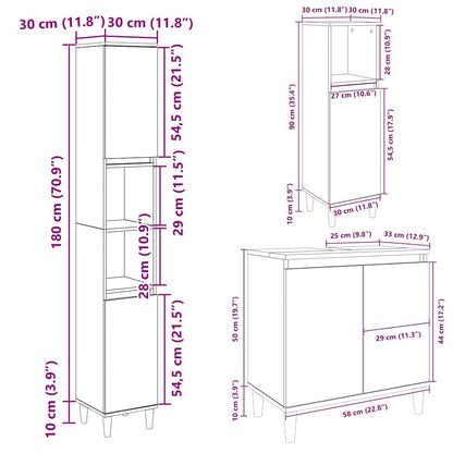 vidaXL Ensemble de meubles de salle de bain 3 pcs Chêne Sonoma Aggloméré