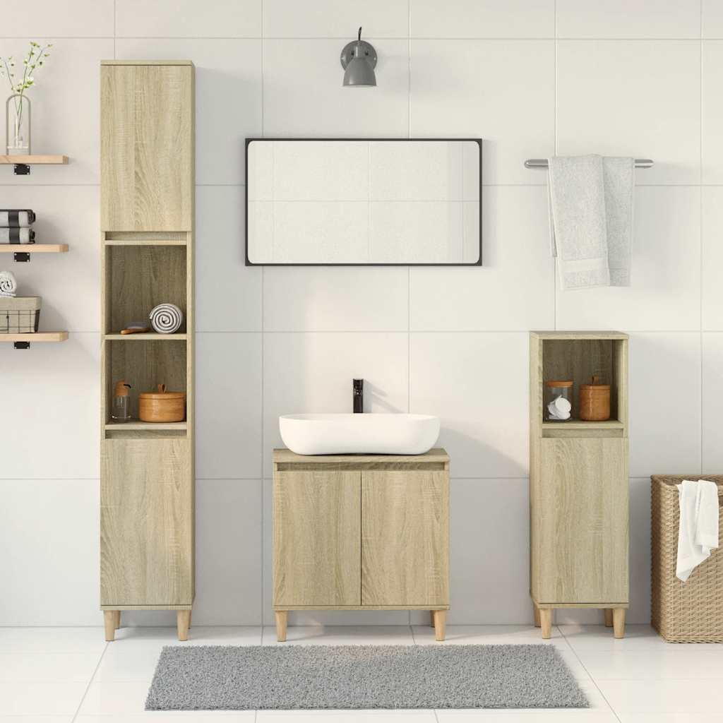 vidaXL Ensemble de meubles de salle de bain 3 pcs Chêne Sonoma Aggloméré