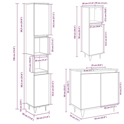 3-tlg. Badmöbel-Set Sonoma-Eiche Holzwerkstoff
