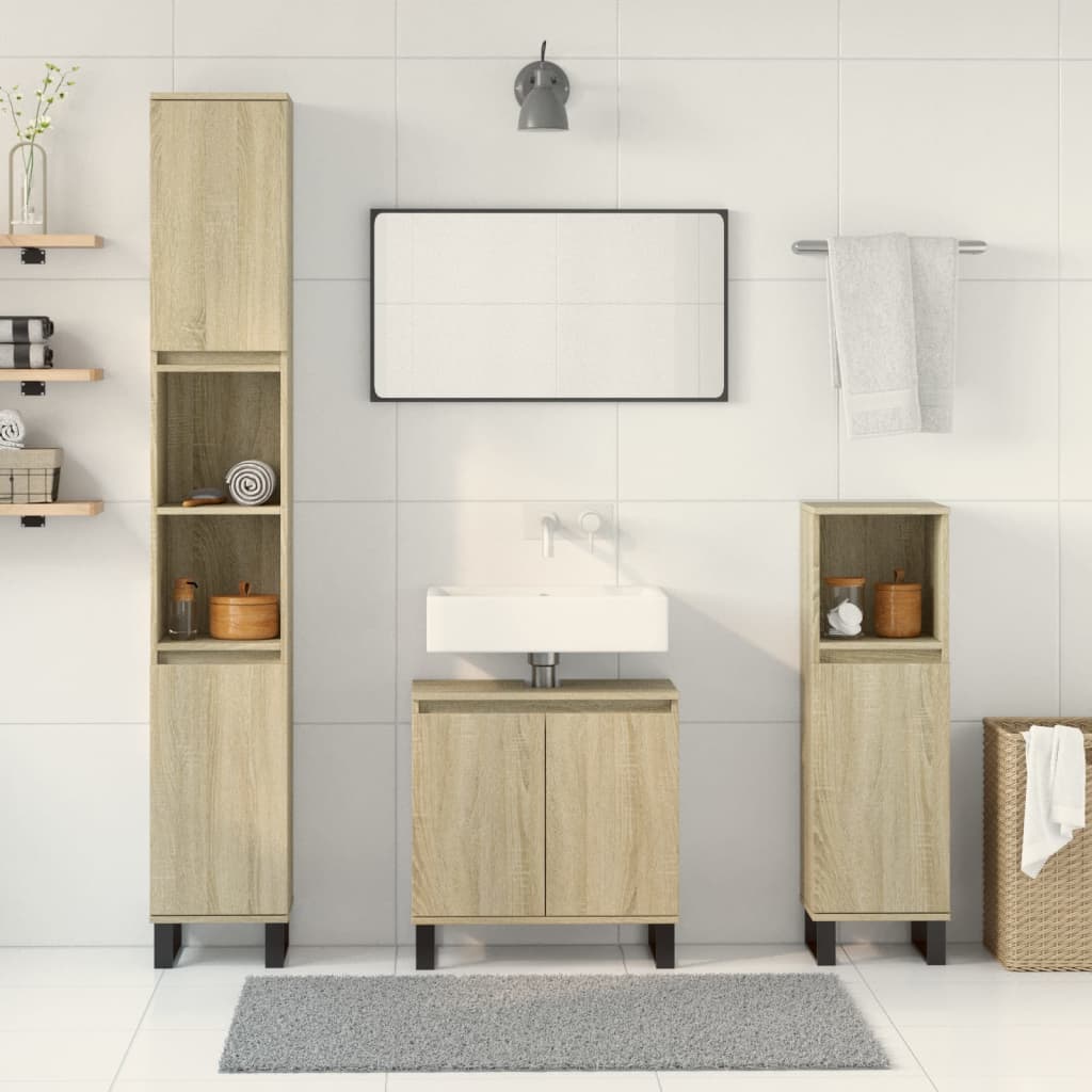 vidaXL Ensemble de meubles de salle de bain 3 pcs Chêne Sonoma Aggloméré