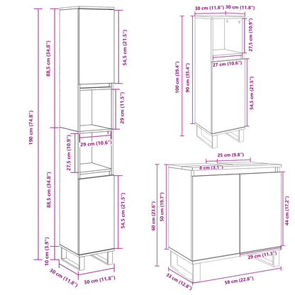 vidaXL Ensemble de meubles de salle de bain 3 pcs Chêne Sonoma Aggloméré