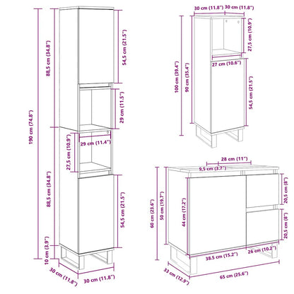 vidaXL Ensemble de meubles de salle de bain 3 pcs Chêne Sonoma Aggloméré