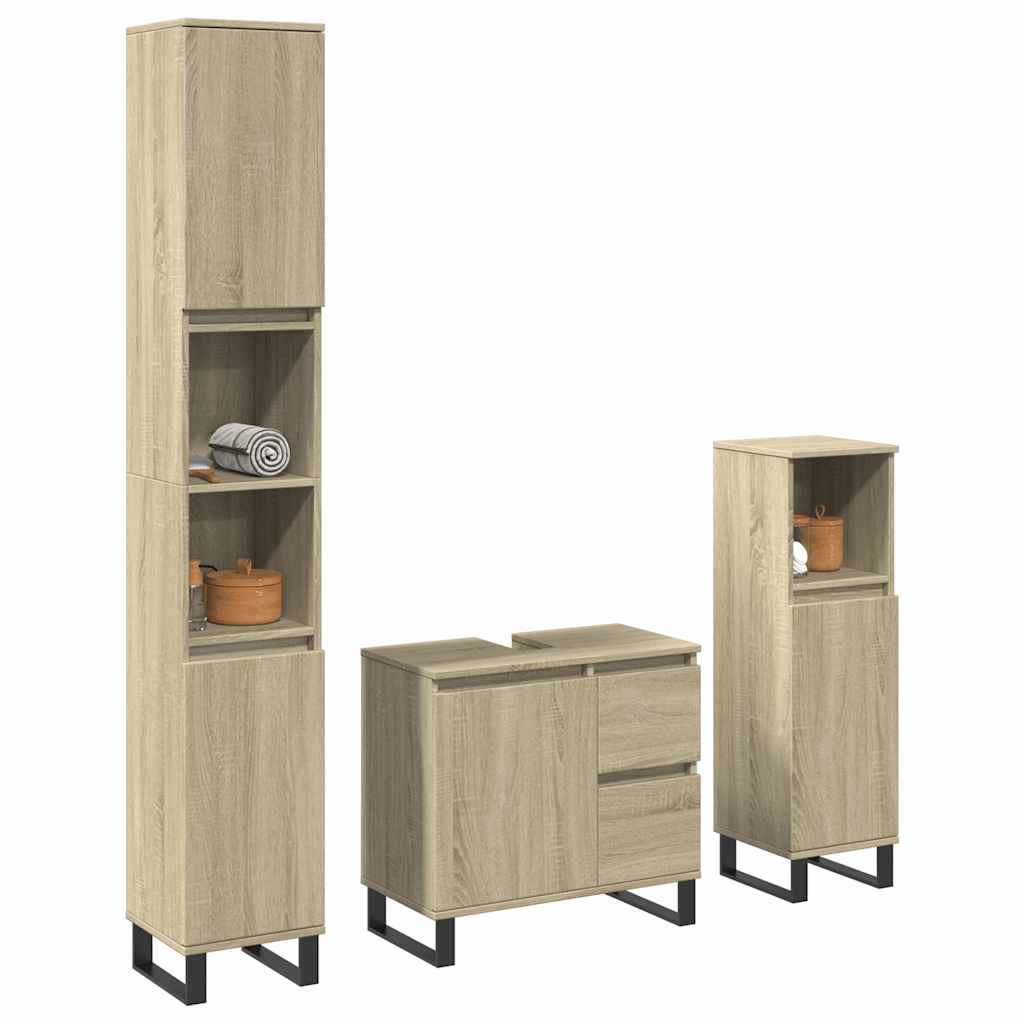 vidaXL Ensemble de meubles de salle de bain 3 pcs Chêne Sonoma Aggloméré