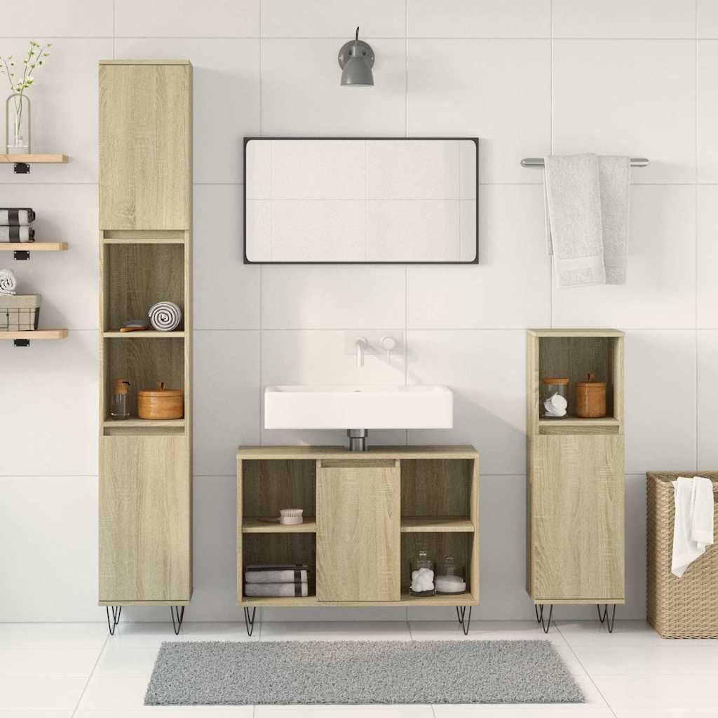 vidaXL Ensemble de meubles de salle de bain 3 pcs Chêne Sonoma Aggloméré