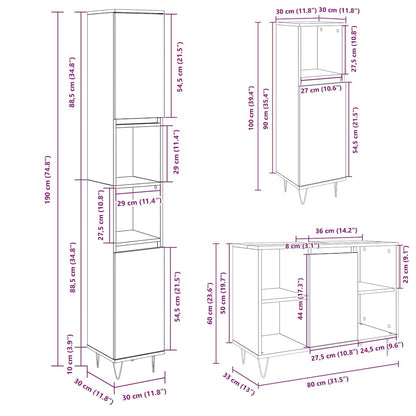 vidaXL Ensemble de meubles de salle de bain 3 pcs Chêne Sonoma Aggloméré