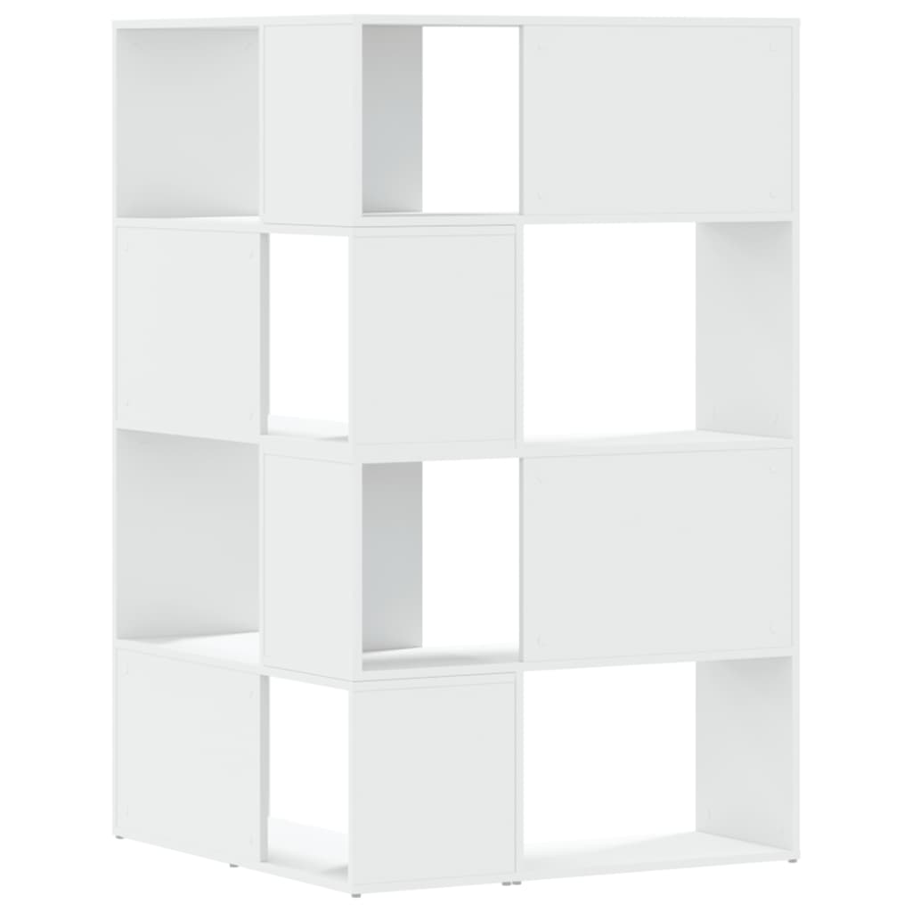 vidaXL Eck-Bücherregal 4 Etagen Weiß 85x85x140 cm Holzwerkstoff