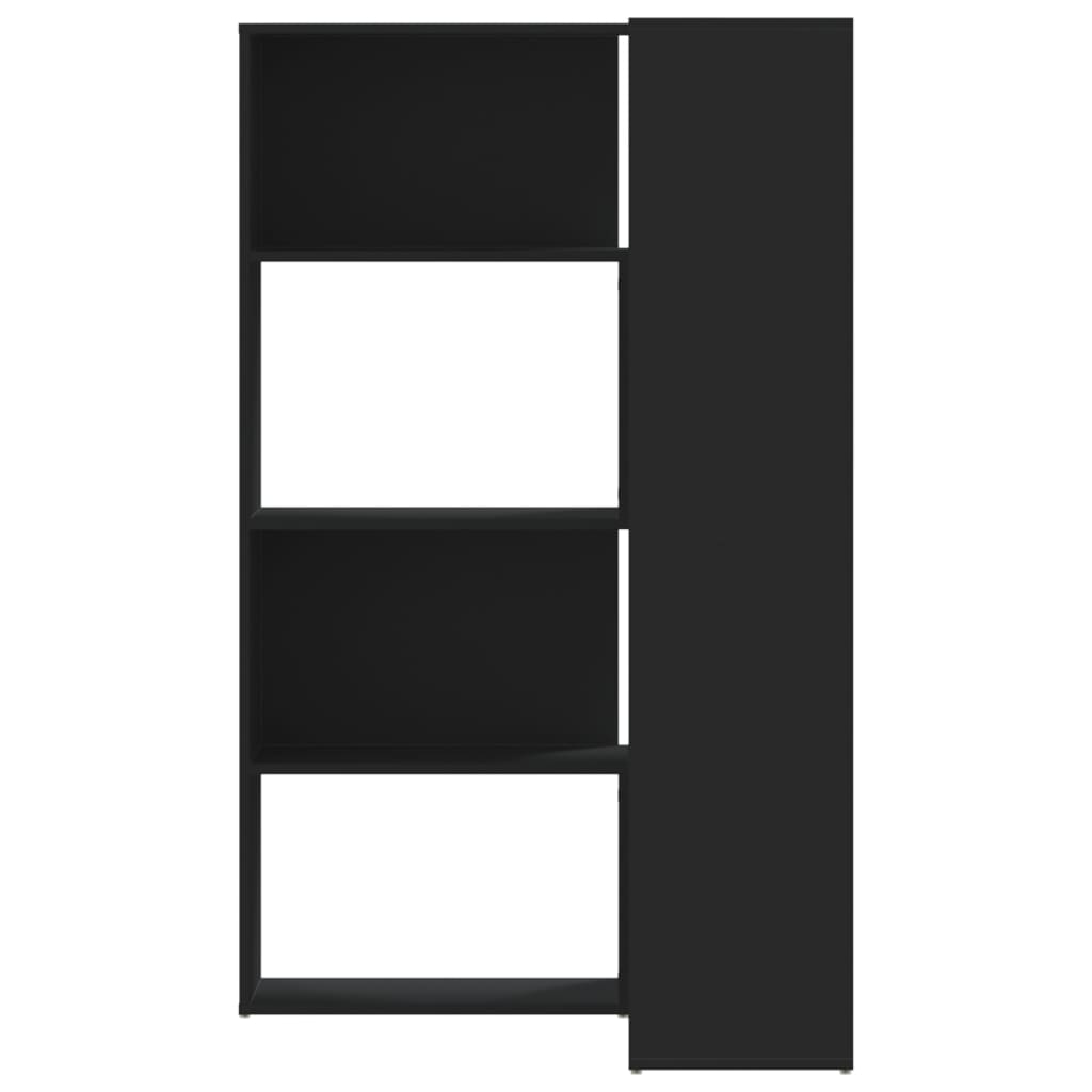 vidaXL Eck-Bücherregal 4 Etagen Schwarz 85x85x140 cm Holzwerkstoff