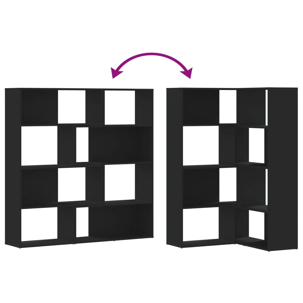 vidaXL Eck-Bücherregal 4 Etagen Schwarz 85x85x140 cm Holzwerkstoff