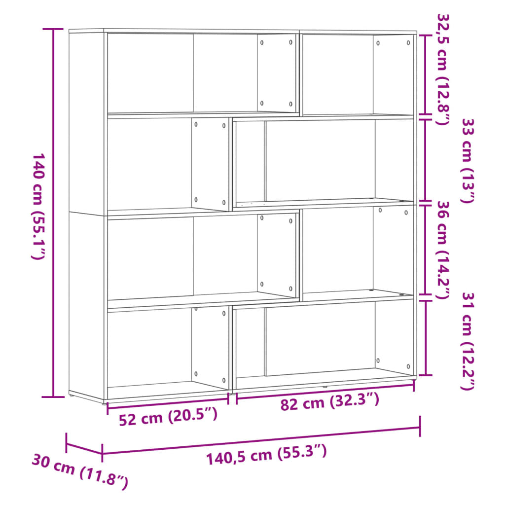 vidaXL Eck-Bücherregal 4 Etagen Sonoma Eiche 85x85x140cm Holzwerkstoff