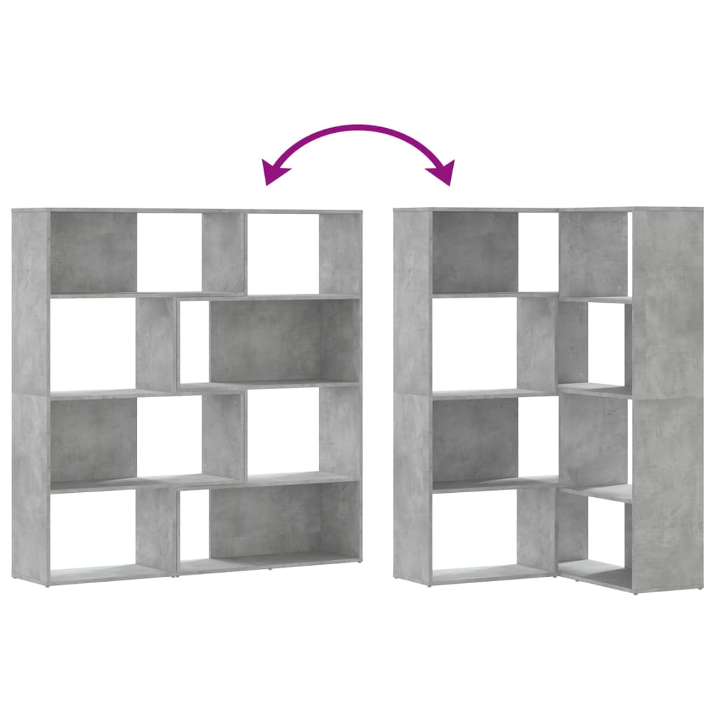 vidaXL Eck-Bücherregal 4 Böden Betongrau 85x85x140 cm Holzwerkstoff