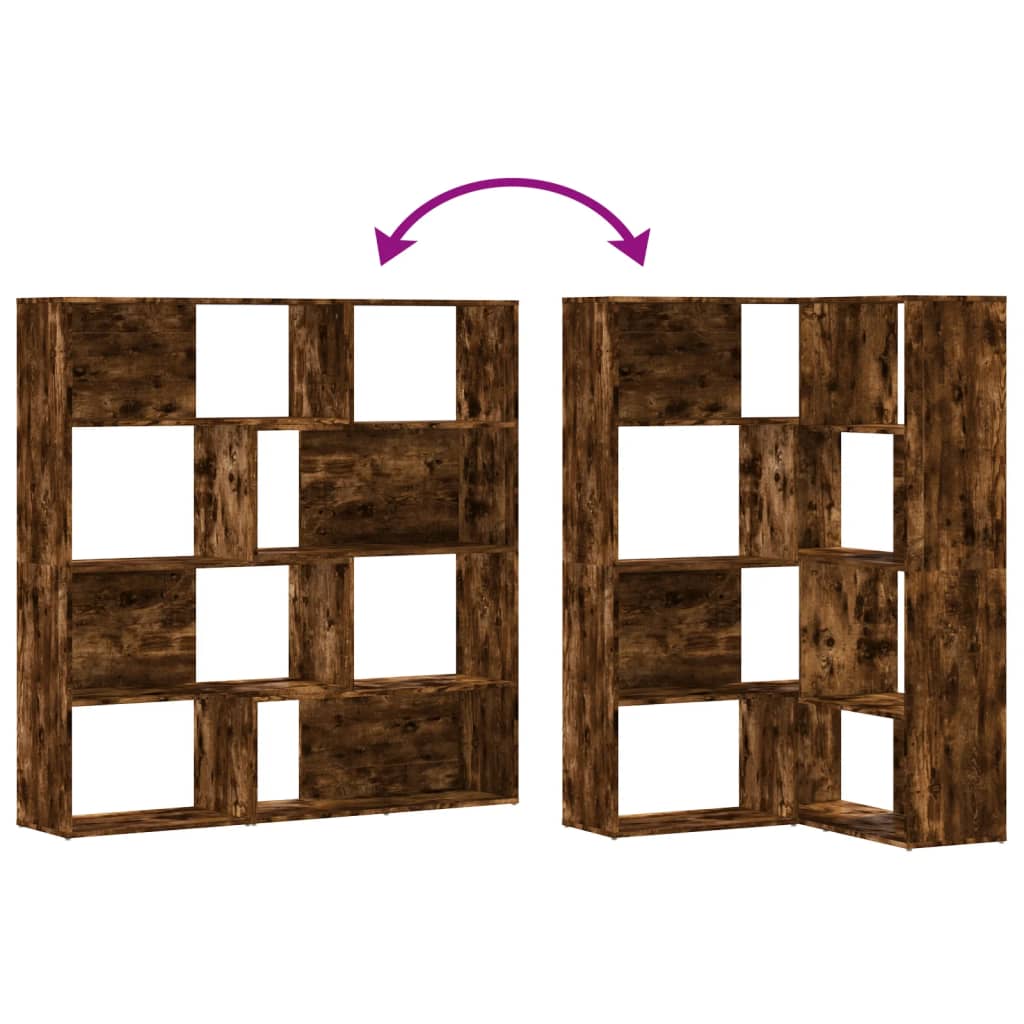 vidaXL Eck-Bücherregal 4 Etagen Räuchereiche 85x85x140cm Holzwerkstoff