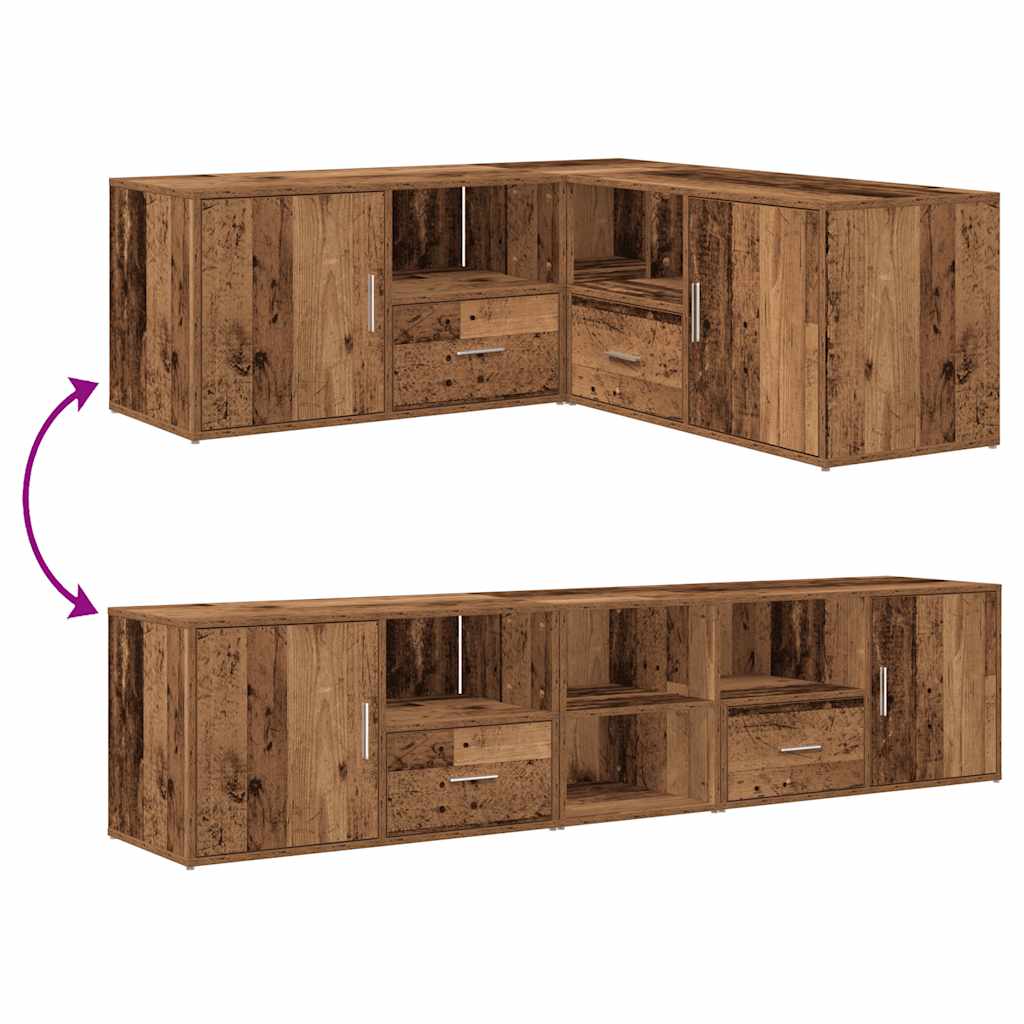 vidaXL Eckregal Altholz-Optik 200x40x45 cm Holzwerkstoff