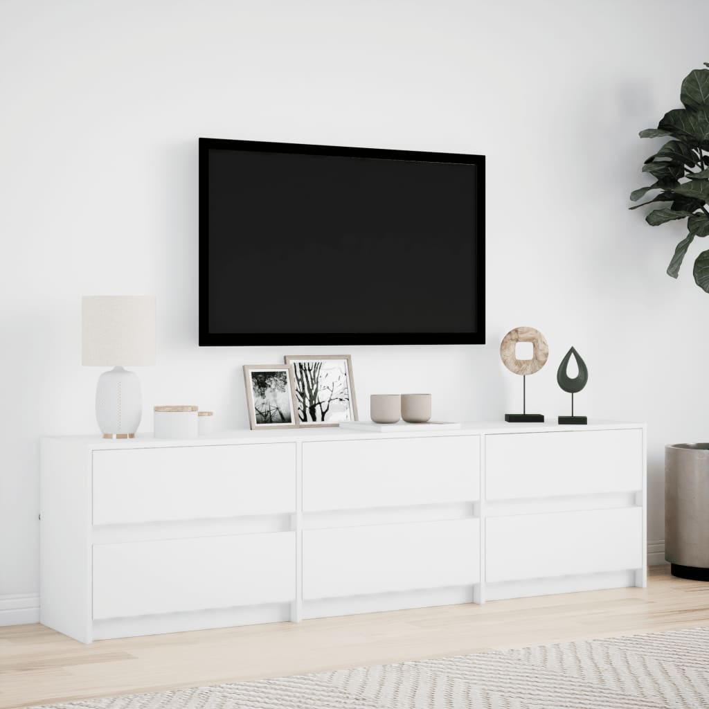vidaXL TV-Schrank mit LED-Beleuchtung Weiß 180x34x50 cm Holzwerkstoff