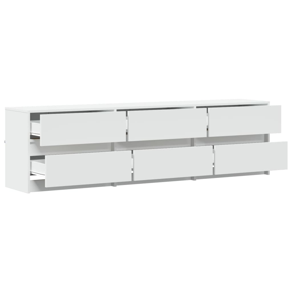 vidaXL TV-Schrank mit LED-Beleuchtung Weiß 180x34x50 cm Holzwerkstoff