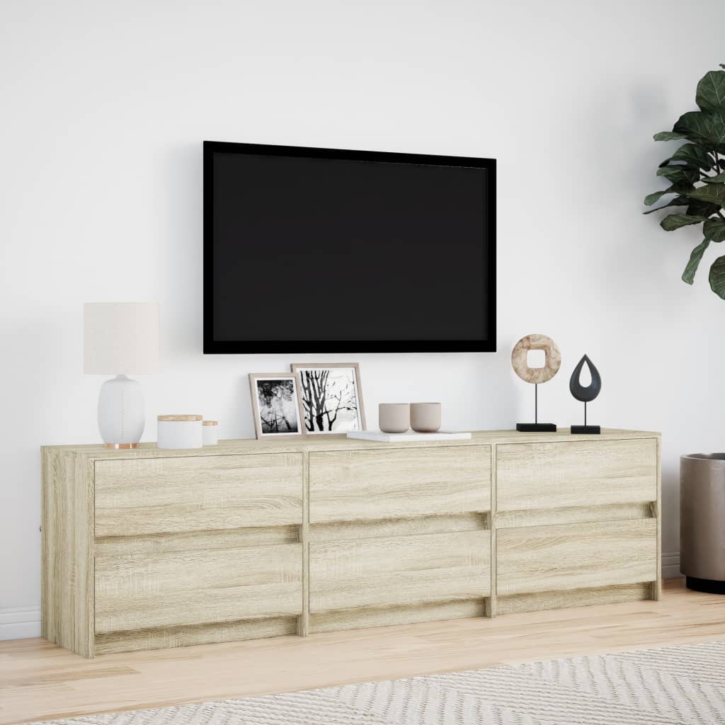 Meuble TV vidaXL avec éclairage LED chêne Sonoma 180x34x50 cm