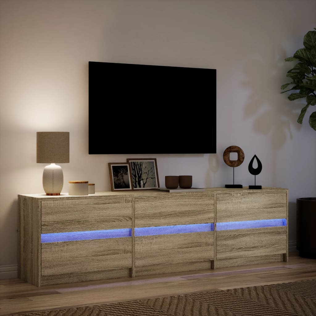 Meuble TV vidaXL avec éclairage LED chêne Sonoma 180x34x50 cm