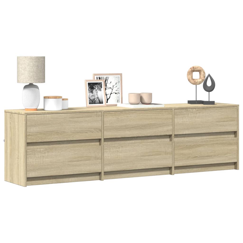 Meuble TV vidaXL avec éclairage LED chêne Sonoma 180x34x50 cm