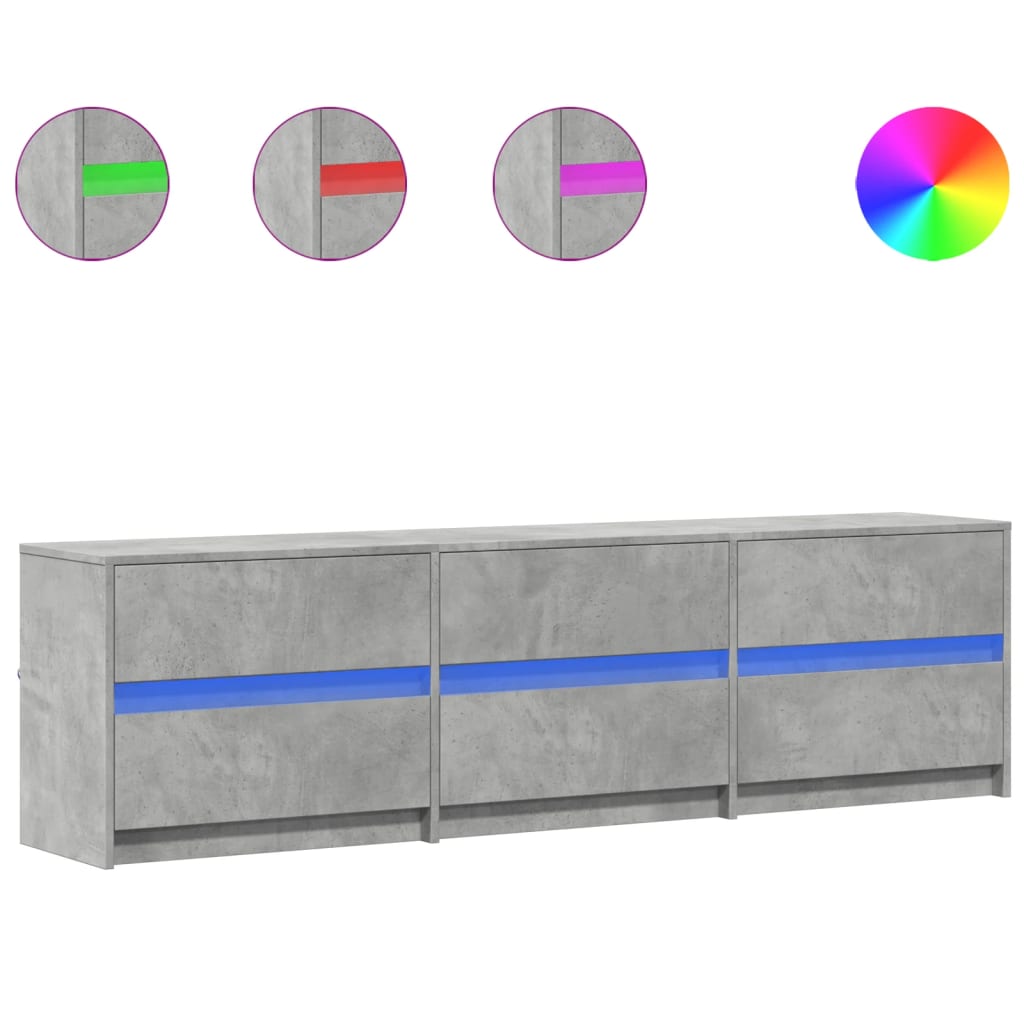 Meuble TV vidaXL avec éclairage LED Gris béton 180x34x50 cm