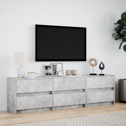 Meuble TV vidaXL avec éclairage LED Gris béton 180x34x50 cm