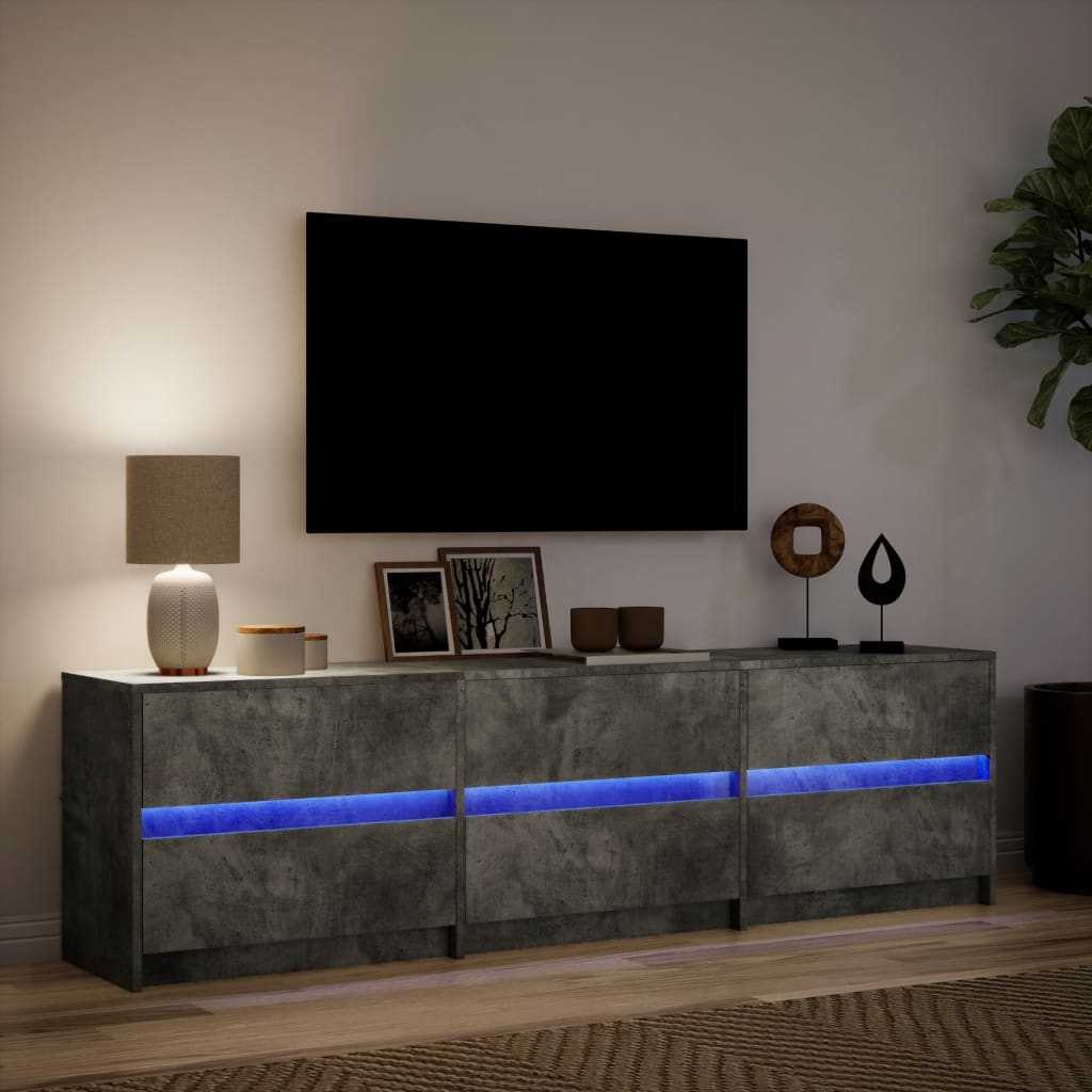 Meuble TV vidaXL avec éclairage LED Gris béton 180x34x50 cm
