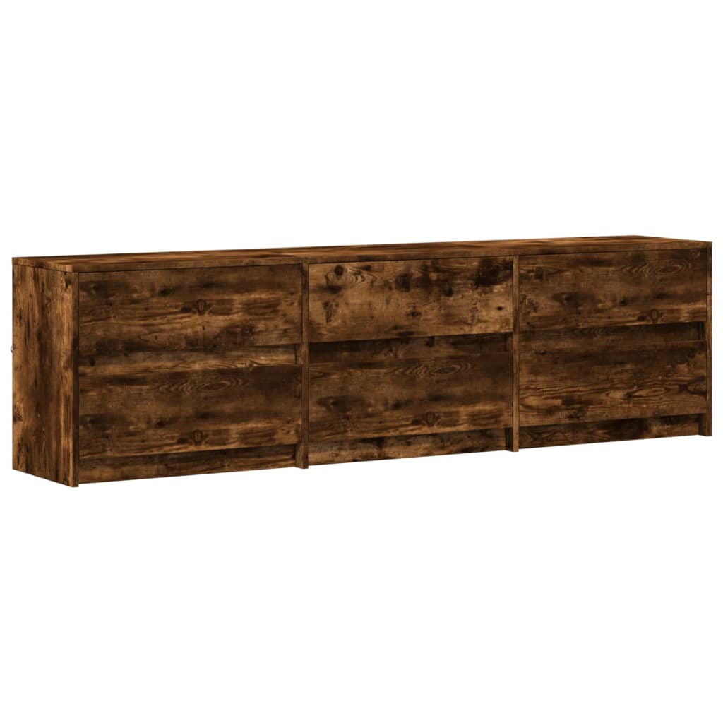 Meuble TV vidaXL avec lumières LED chêne fumé 180x34x50 cm