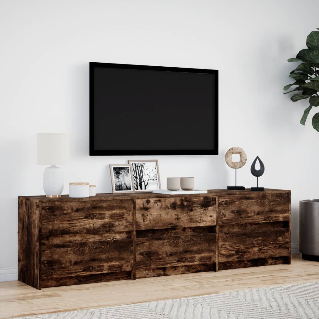 Meuble TV vidaXL avec lumières LED chêne fumé 180x34x50 cm